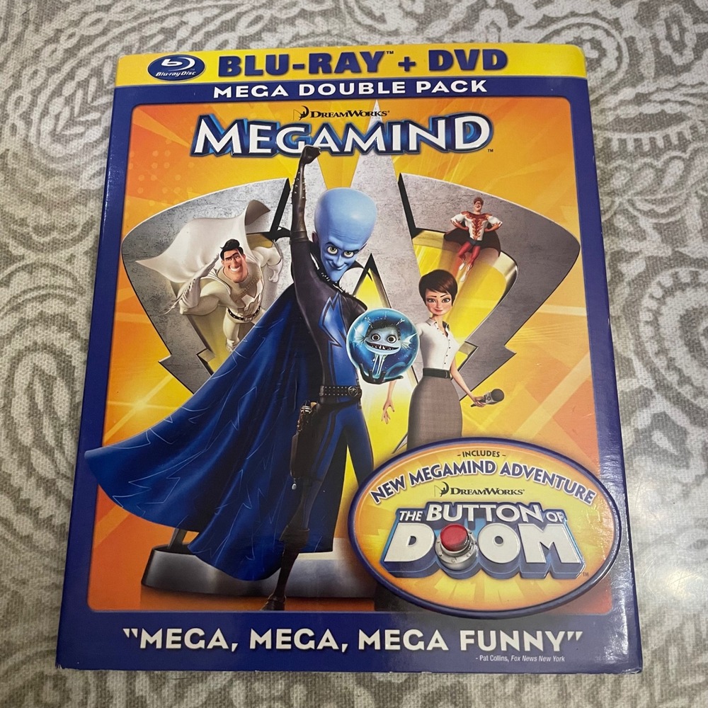 Megamind Mega Double Pack Blu-ray DVD 2-Disc Combo DreamWorks Button of Doom